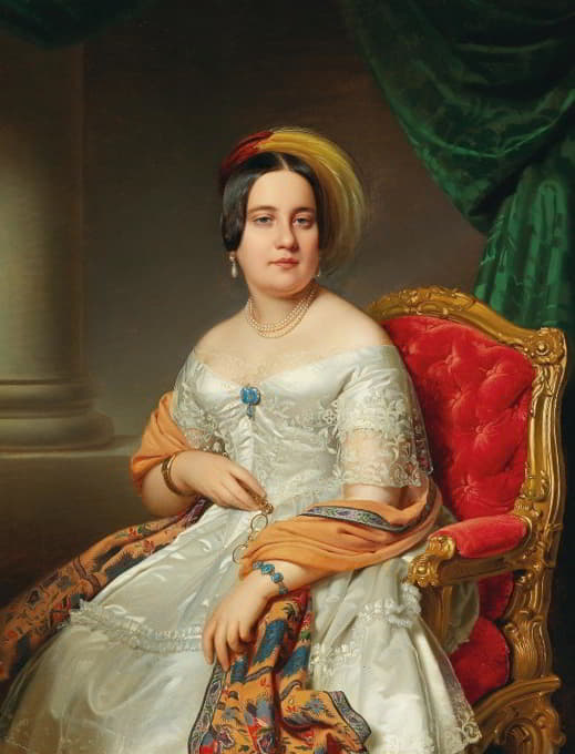 Anton Einsle - Portrait of Louise von Wertheimstein (Vienna 1813-1890), born Biedermann