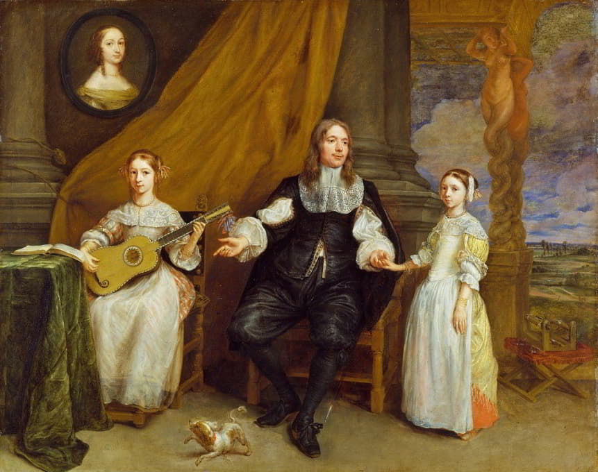 Gonzales Coques - A Gentleman with his two Daughters