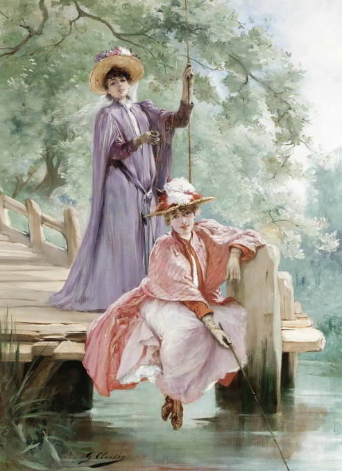 Georges Jules Victor Clairin - Elegant Ladies Fishing