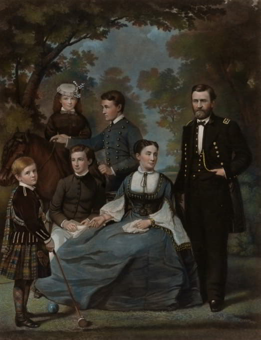 John Sartain - General Grant and His Family