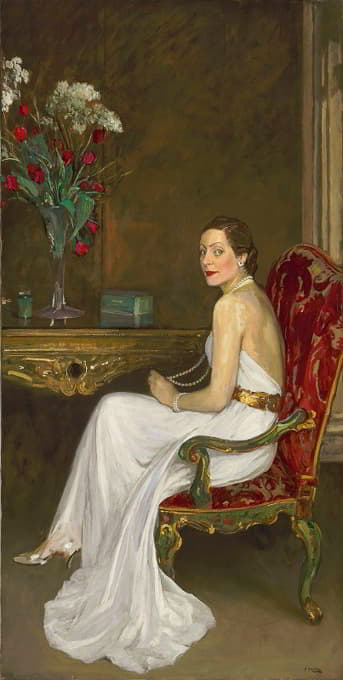 Sir John Lavery - The Lady in White, Viscountess Wimborne