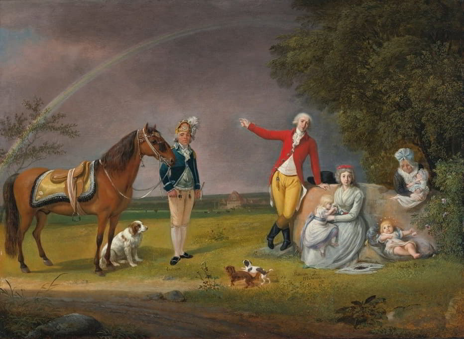 亚历山大·米哈伊洛维奇·贝洛塞尔斯基王子及其家人在风景画中的肖像