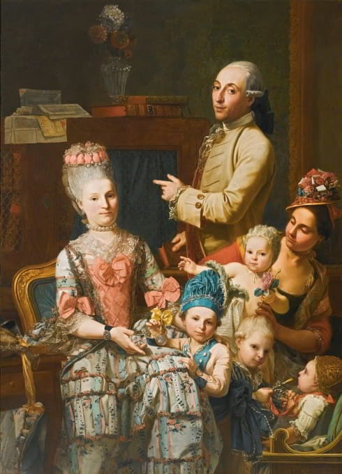 Giuseppe Baldrighi - Portrait Of Antonio Ghedini And His Family