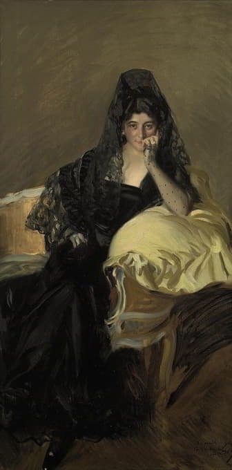 塞尼奥拉·德乌尔科拉戴着黑色披肩的肖像