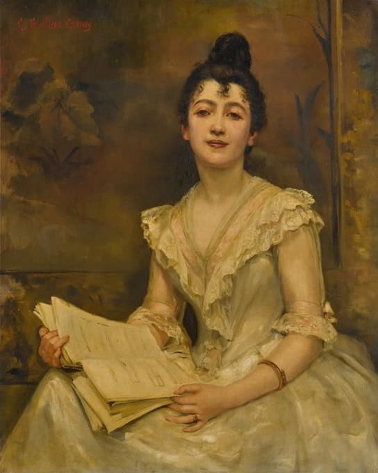 Caroline Feuillas-Creusy - Lady in white reading a music score