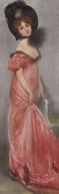 Pierre Carrier-Belleuse - A young woman in pink dress