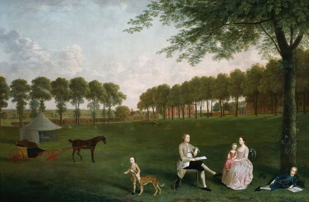 约翰·肖爵士和他的家人在肯特郡埃尔坦洛奇公园里