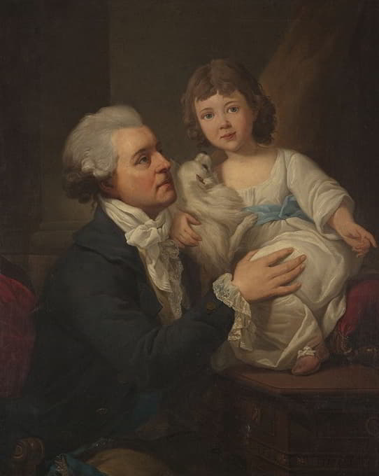米夏耶兹·旺达林·姆尼斯泽奇（1742-1806）与女儿埃尔·比埃特卡（178792-1830）和狗的肖像