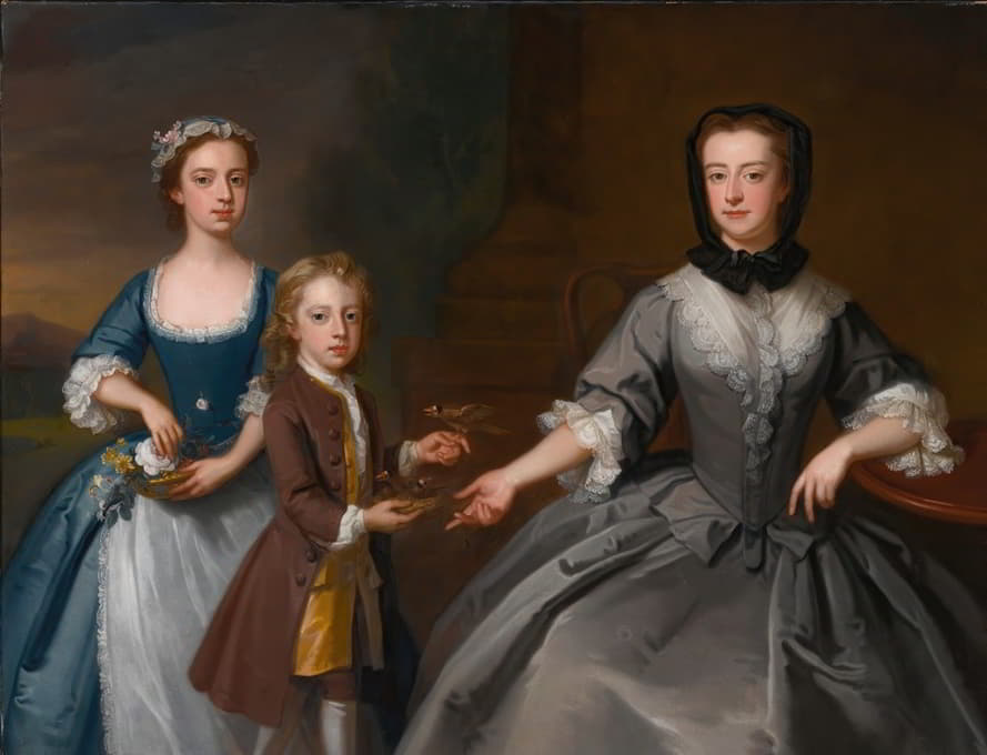 Enoch Seeman - Portrait Of Mrs. Finch With Her Son And Daughter