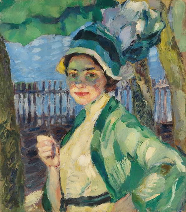 绿伞下的一位女士的肖像（弗里达·布莱尔）