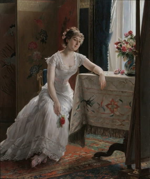 Gustave Léonard de Jonghe - Girl With A Rose
