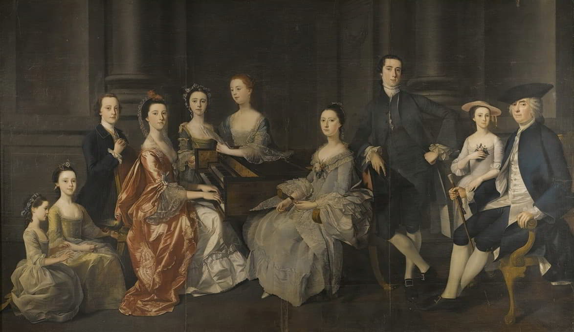 伍尔斯坦·迪克西爵士的肖像，英国不列颠哥伦比亚省第四区（1701-1767年），莱斯特郡博斯沃思厅及其家人