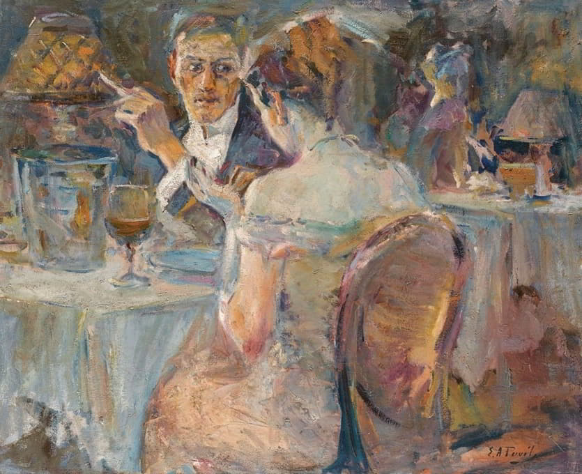 Elie Anatole Pavil - Evening In A Parisian Cafe