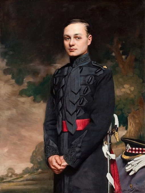 John Saint-Hélier Lander - Portrait of Major Romer in the Uniform of the Band of the Scots Guard