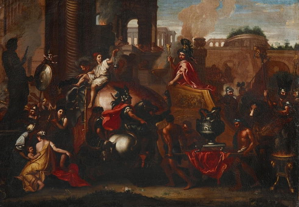 Follower of Charles Le Brun - The Triumph of Alexander the Great in Babylon