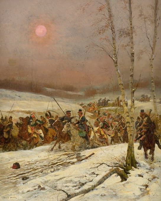 在拿破仑的俄国战役中，哥萨克遭到仪仗队的袭击