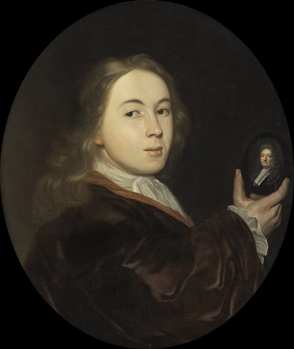 约翰内斯·巴霍伊森（1683-1731）。带着他父亲鲁道夫的微缩画像