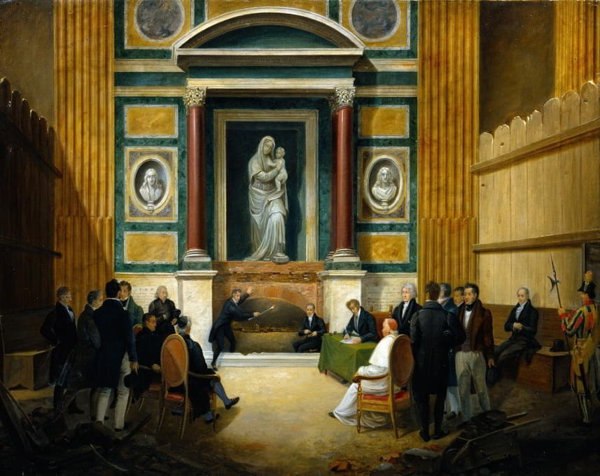 Francesco Diofebi - The Opening Of Raphael’s Grave In Pantheon 1833