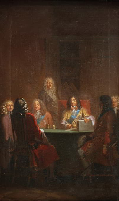 Nicolai Abraham Abildgaard - Christian V Presents Danish Law 1683