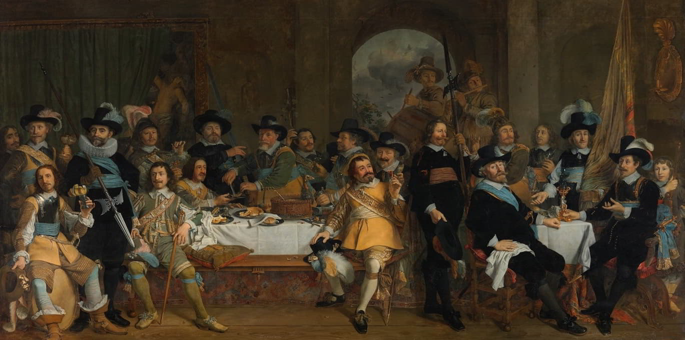 Johannes Spilberg - Schuttersmaaltijd van Wijk I met kolonel Jan van de Poll en kapitein Gijsbert van de Poll