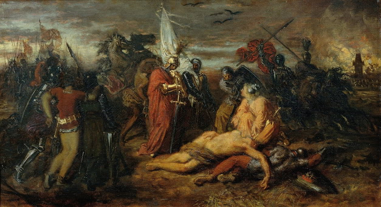 鲁道夫·冯·哈布斯堡（Rudolf von Habsburg）在Bohemia国王普雷米西尔·奥托卡斯（Premysl Ottokars）的尸体旁