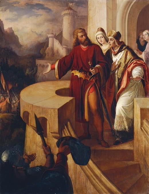 哈布斯堡伯爵拉德博特向他的兄弟沃纳主教展示了他的武装同志