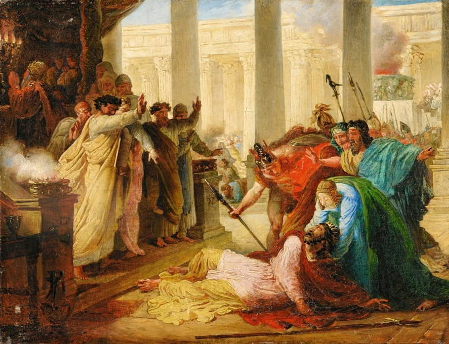François Joseph Heim - Ptolemy Philopator Struck By Death As He Desecrated The Temple Of Jerusalem