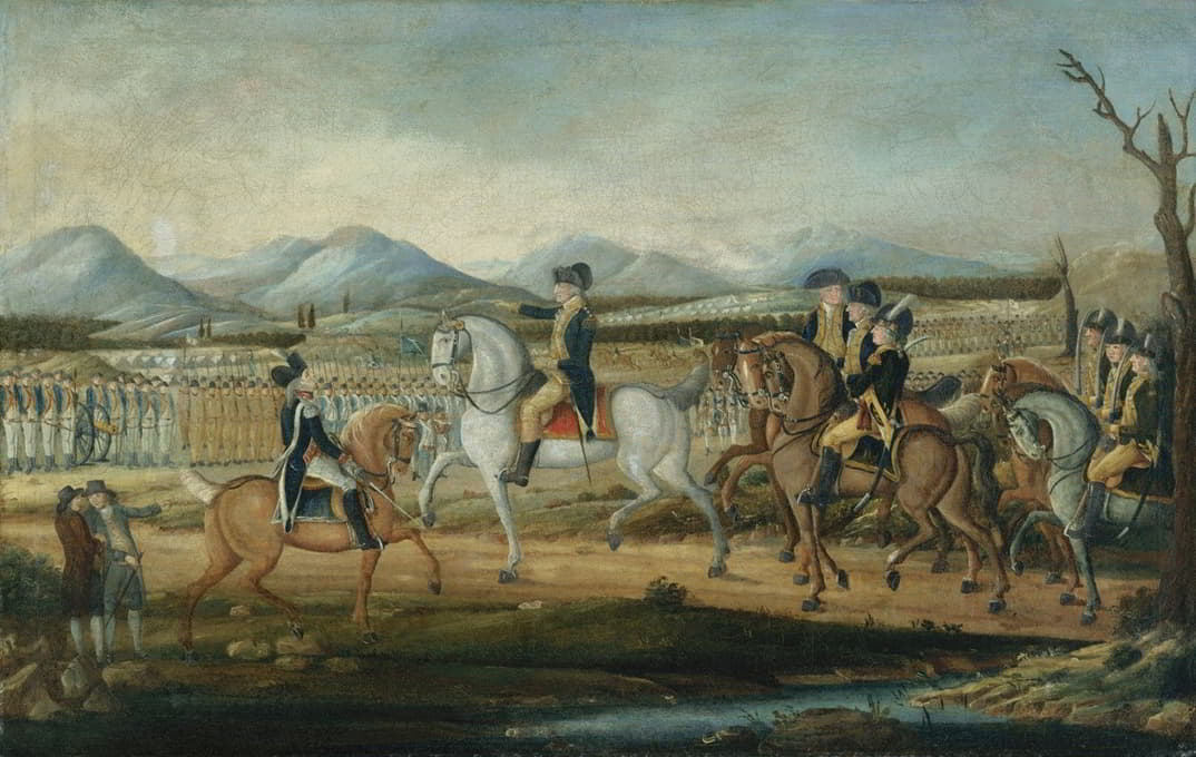 华盛顿在马里兰州坎伯兰堡检阅西方军队