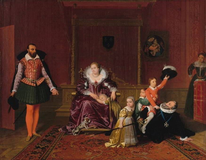 亨利四世在西班牙大使被接纳时和他的孩子们玩耍