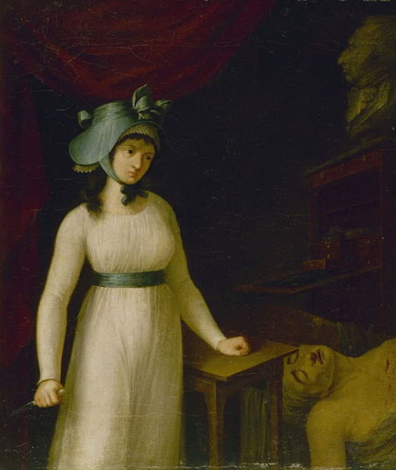 Anonymous - Portrait de Charlotte Corday (1768-1793) au moment où elle vient d’assassiner Marat