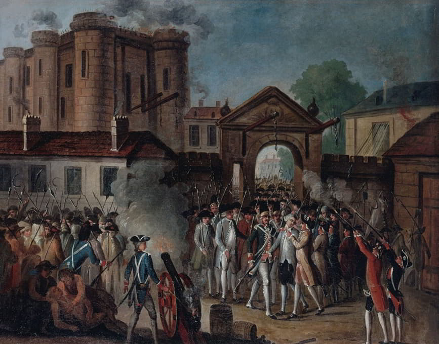 攻占巴士底狱。de Launay先生于1789年7月14日被捕