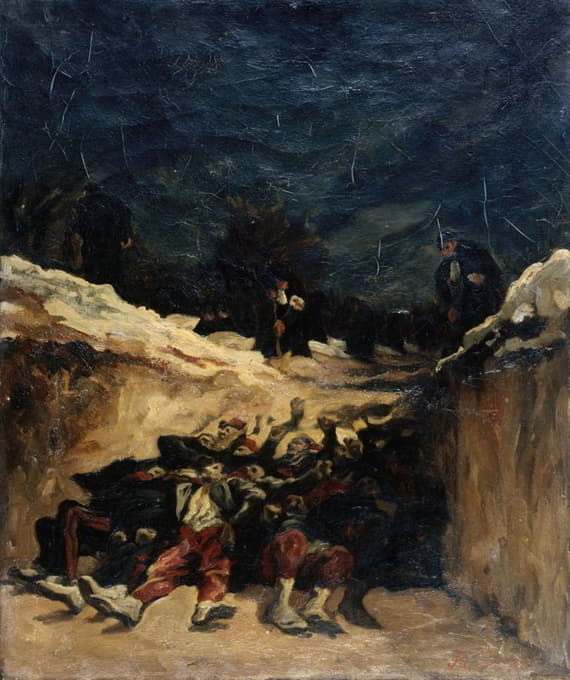 Auguste Andre Lançon - Zouaves morts dans une tranchée. Scène de la guerre de 1870