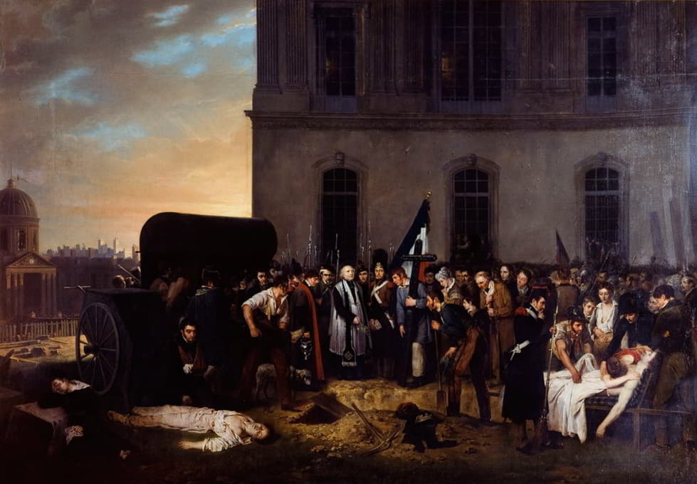 Jean-Alphonse Roehn - Inhumation provisoire des victimes de Juillet devant la colonnade du Louvre