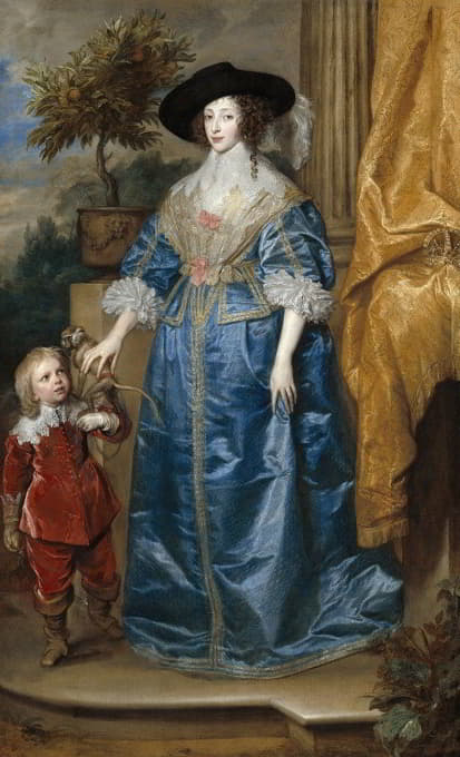 Anthony van Dyck - Queen Henrietta Maria with Sir Jeffrey Hudson