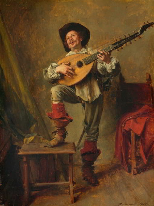 Ernest Meissonier - Soldier Playing the Theorbo
