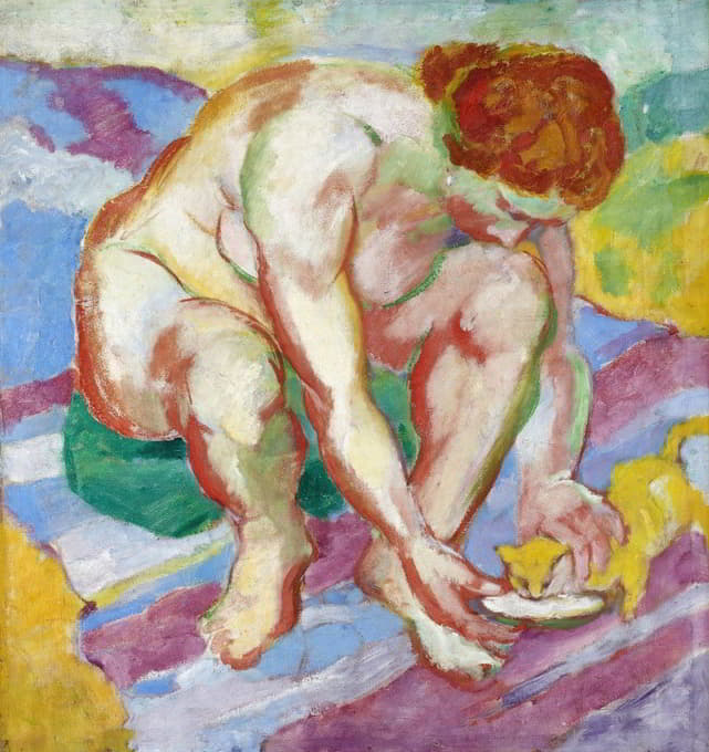 Franz Marc - Nude with a cat