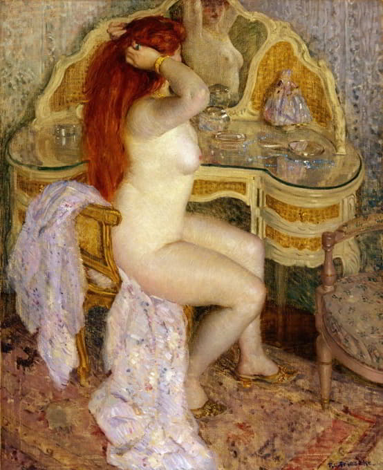 Frederick Carl Frieseke - Nude Seated at Her Dressing Table