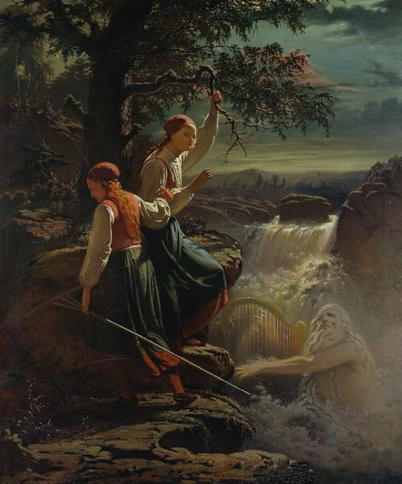 Johan Zakarias Blackstadius - Two Peasant Girls Listening to the Playing of the Water-Sprite