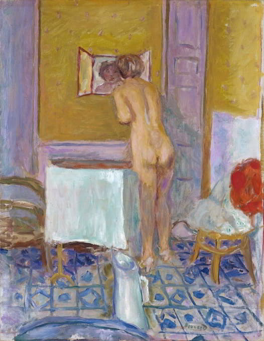 Pierre Bonnard - Nude With Red Cloth (Nude At Her Toilet)