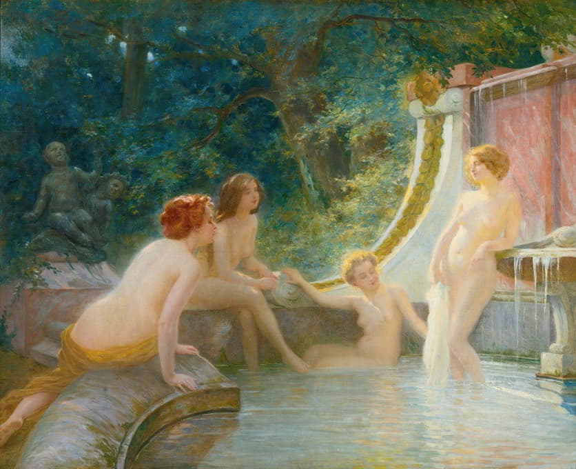 Albert-Auguste Fourié - Young Bathers In A Fountain