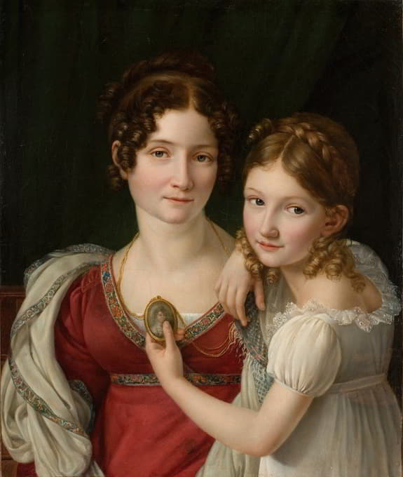 Henri-François Riesener - Portrait Of A Mother With Her Daughter