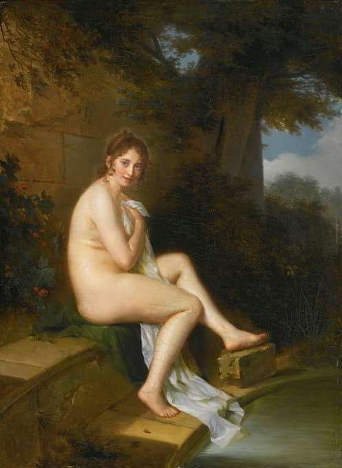 一个裸女在洗澡