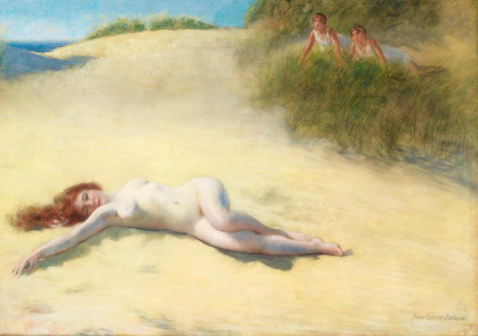 Pierre Carrier-Belleuse - Sleeping Nude On A Beach