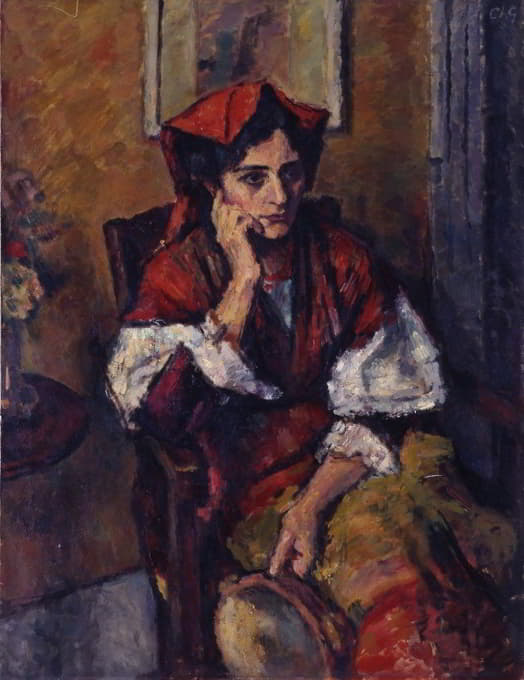 Charles-François-Prosper Guérin - Italian Woman with Tambourine