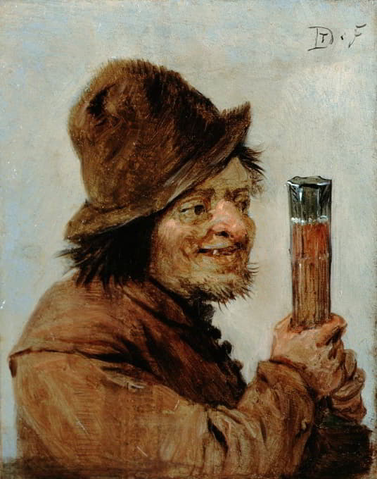 David Teniers The Younger - A Peasant holding a Glass