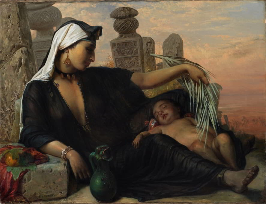 Elisabeth Jerichau Baumann - An Egyptian Fellah Woman with her Baby