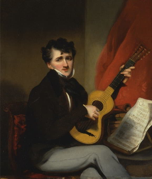 George Chinnery - Portrait of a Man Playing a Guitar