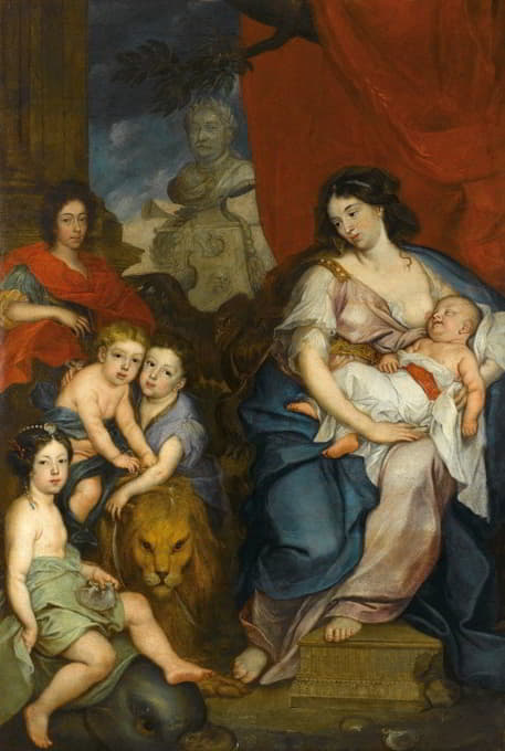 玛丽亚·卡西米尔女王和孩子们的肖像
