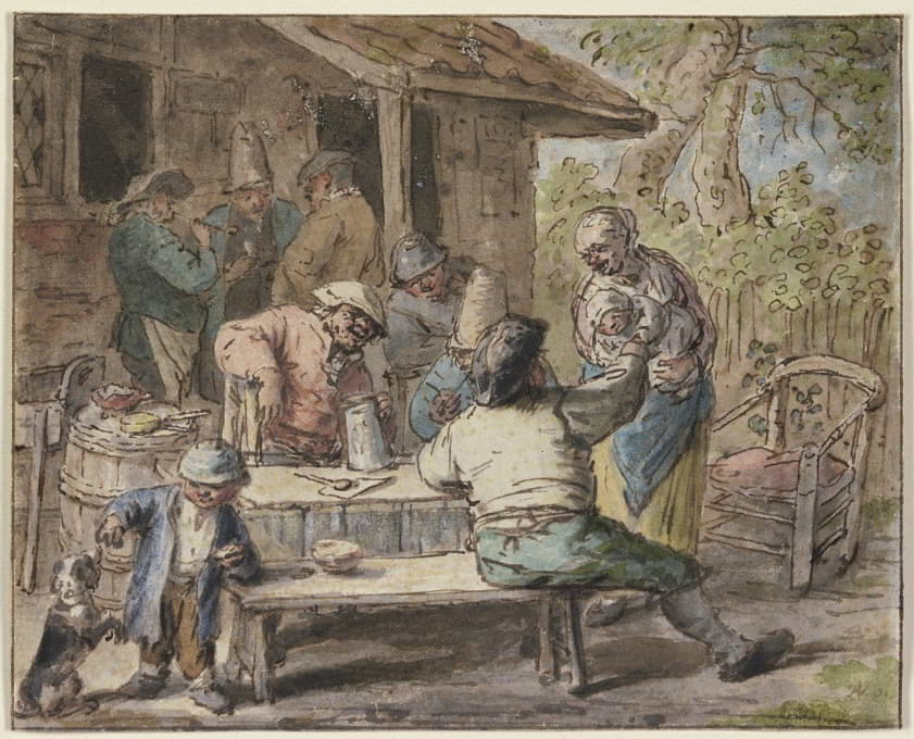Adriaen van Ostade - Bauern mit Kindern vor einem Haus