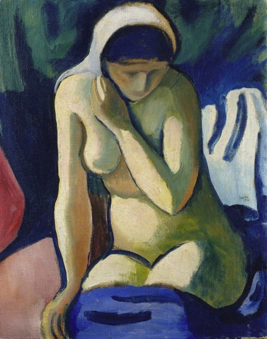 August Macke - Naked Girl with Headscarf